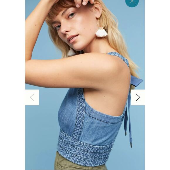 Maeve by Anthropologie Tops - Maeve Braided Cropped Halter Top Blue Denim – Women’s Size 4